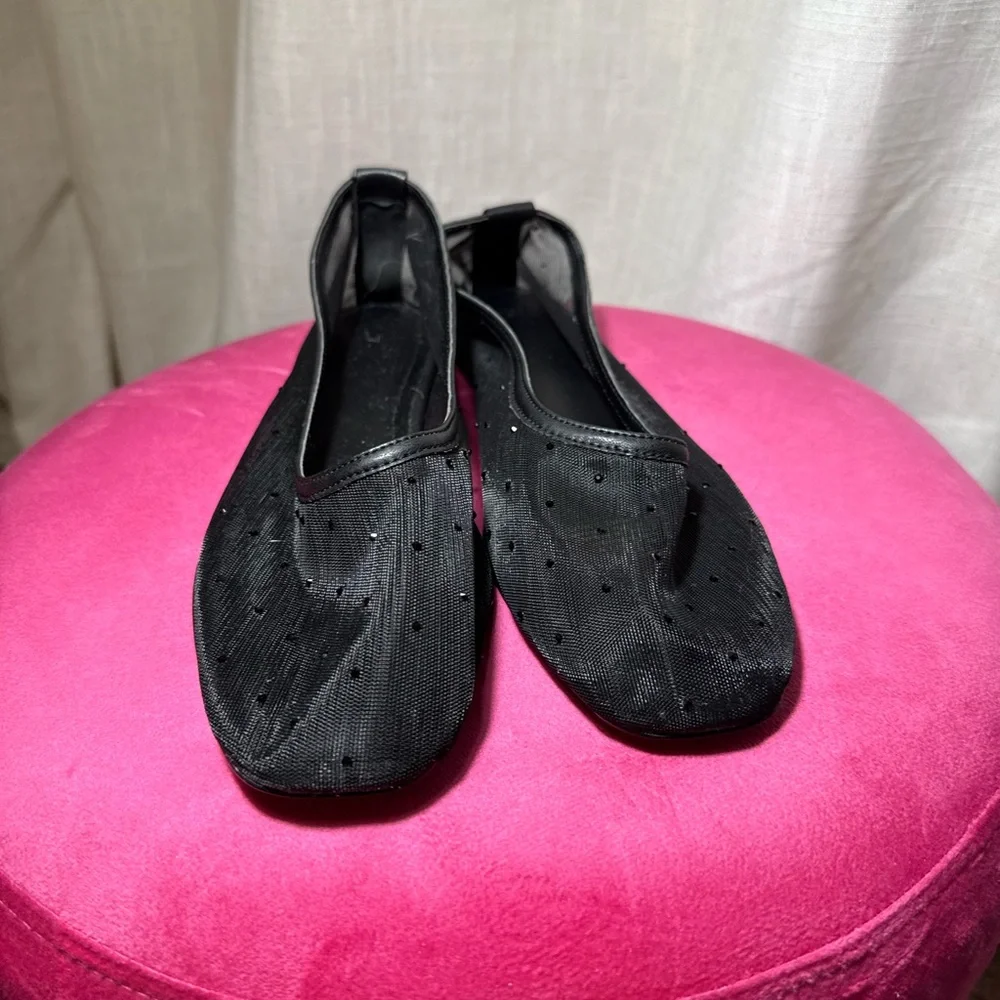 Black Womens Slip-On Ballet Flats
